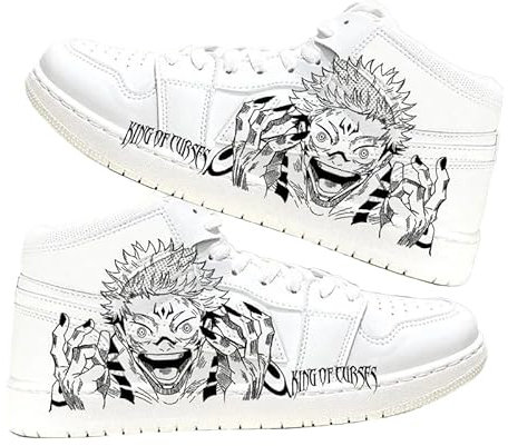 Zhongkaihua JJK Schuhe Gojo Satoru Anime, lässiger Druck, hohe Oberseite, weiße Canvas-Schuhe für Uni-Erwachsene, Teenager, Mode-Liebhaber, Sport-Sneaker