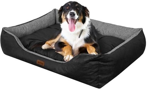 DOGGY Hundebett - Hundekissen für extra große Hunde - Hundekorb - EInfach zu reinigen - erhöhte Ränder, XXL, 125x98 cm, Graphit