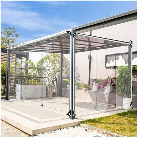 Bâche transparente avec fermeture éclair et œillets pour serre extérieure, terrasse, jardin, pavillon, camping - 2 x 3 m
