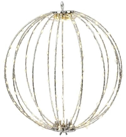Kaemingk Christmas Metal Light Ball - Warm White LED - 38cm - Indoor/Outdoor - Timer - Silver Frame