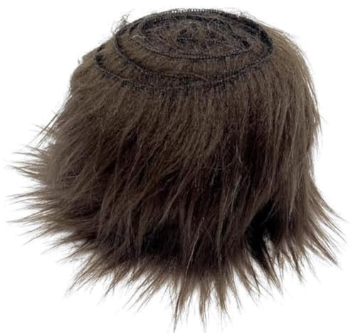 Blausky 1 Stück Kunstfell Band Bordüre,Plüsch Precut Strips,Fellimitat Zotteligen,Pelz Stoff,Plüsch Trim,Pelz Patches Dekoband Kunstpelz Fellstoff zum Nähen,Dwarf DIY Dekoration,9 cm x 1.5 m,Braun