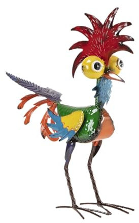 Swtgaah Rooster Statues, Wrought Iron Rooster, Rooster Ornaments, 19 x 8 x 22 cm, Metal Chicken Yard Art, Outdoor Sculpture, 3D Colourful Metal Chicken Ornaments