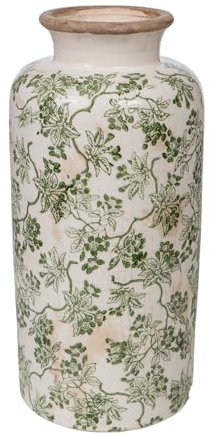 FLORERO GRANDE PORCELANA BEIGE/VERDE