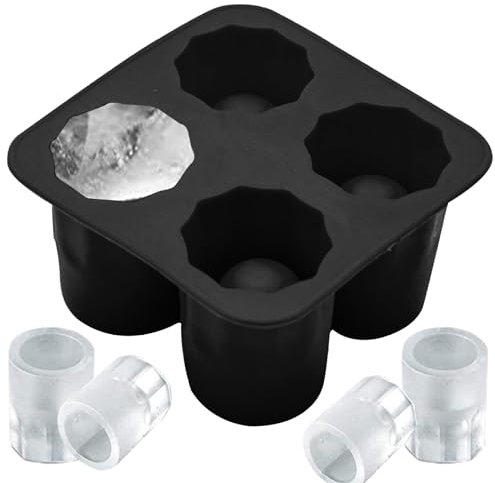 Chocolate Cup Mold,Silicone Shot Glass Mold, 4 Cavities Round Ice Shot Glass Mold, Reusable Non-Stick Chocolate Cup Mold Holds 1oz Each for Freezer Cocktail Whiskey