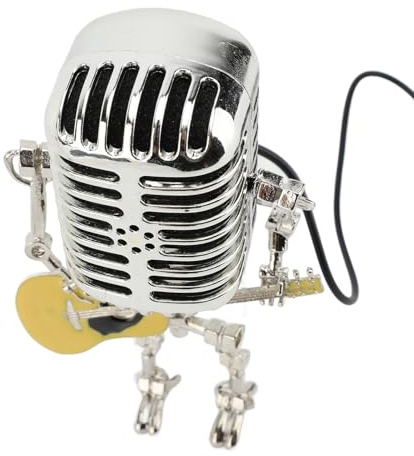 Gonetre Vintage Microfon Roboter Gitarrenlampe Retro Metal Night Light für Schlafzimmer Schreibtisch Wohnkultur (Gelb)