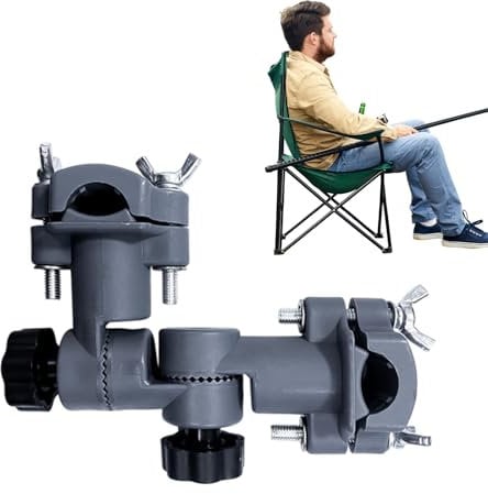 Adjustable Umbrella Clamp for Chairs, Fishing Pole Bracket, 360° Rotatable Fishing Pole Bracket Connector, Reusable Stroller Umbrella Attachment, Durable ABS Construction