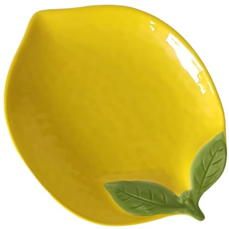 Kitchen Spoon Holder, Lemon Shaped Ceramic Spoon Rest for Stove Top, Counter, Holds Spatula Ladle Tong