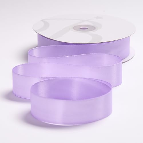 Nastro Doppio Raso 25mm X 50 Metri per Artigianato, Natale, Decorazioni, Adatto Per confezionare Regali, Feste di Compleanno, Matrimoni, Bomboniere (Lilla)