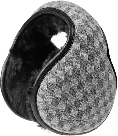 Harssidanzar Cache-oreilles d'hiver pour hommes et femmes, cache-oreilles pliables, cache-oreilles unisexes réglables HU302EU, Gris