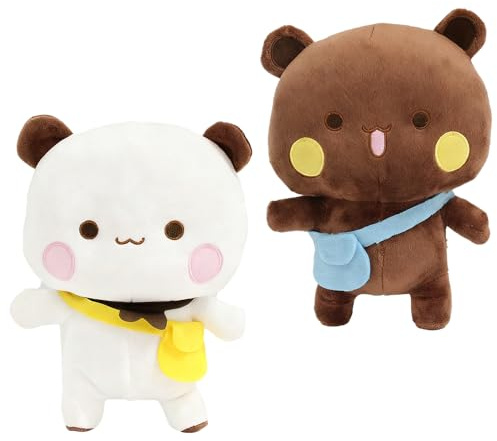 Afenau 2 Stück Bubu Dudu Kuscheltier, Dudu Bubu mit Umhängetasche, Superweich Bubu Dudu Panda Figuren, Niedlich Pandabär Kuscheltier Kissen, Bubu Dudu Plüsch, Bubu Dudu Figur für Kindergeschenk