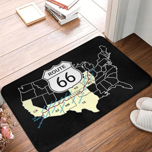 EAEQKOUC 3D Karte Fußmatte Anti-Rutsch USA Highways Küche Bad Garage Teppich Teppich-60x90cm