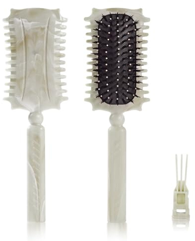 Longyier Lockenbürste, Locken mit Zinken definieren Stylingbürste, zum Kämmen und Formen von Männer- und Frauenlocken, um Ziehen und Lockenablösung zu reduzieren (Marmor Beige)