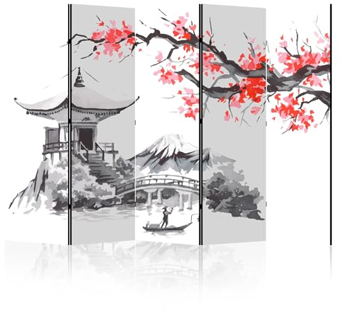 LUMASOUL Paravent Raumteiler Innen beidseitig Bedruckt 225x172 cm Japan | Vorderseite mit Motiv, neutrale Rückseite, faltbar, freistehend und dekorativ