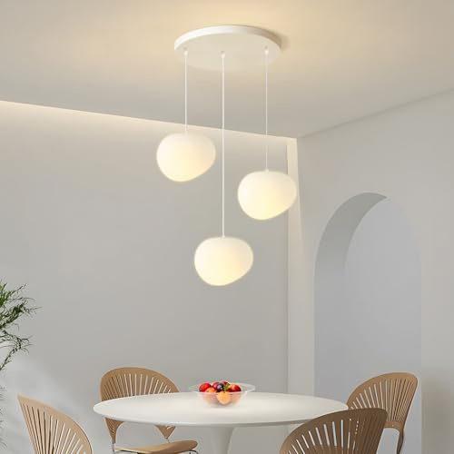 Modern E27 Hängelampe Pebble Pendelleuchte Wohnzimmerlamp Polystyrol-Kunststoffschirm Treppe Hängeleuchte Xuanguan Schlafzimmer Esszimmer Küchenlampe Höhenverstellbar Lampen(Warmes Licht,3-head A)