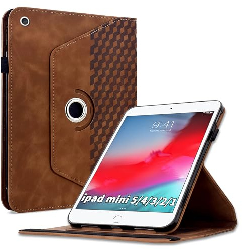 Vkooer Case for iPad Mini5 (2019) iPad Mini4 (2015)7.9-Inch Multi-Angle Viewing Stand, Shockproof PU Leather Book Style Flip Case for iPad Mini 5/4/3/2/1/iPad mini 5th/4th Gen,Brown