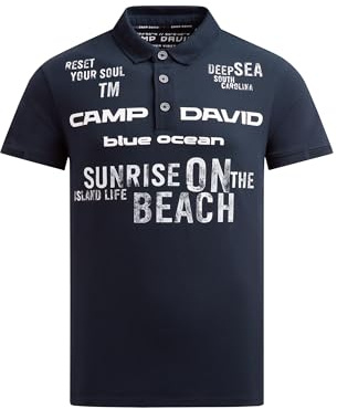 Camp David Herren Pikee-Polo Kurzarm mit Rubber Prints