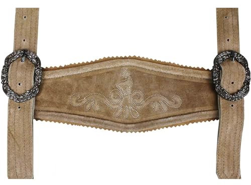 German Wear Hosenträger Trachten Lederhosen Klassische Hosenträger Trachtenmode H-Träger (Hellbraun)