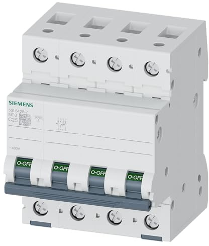 Siemens 5SL6 Miniaturüberlastschalter Typ C, Pol 3-polig 25A 400V ac, Abschaltvermögen 6 kA SENTRON 72 V dc