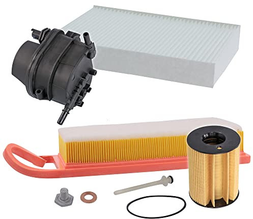 BESTPRICE Inspektionspaket Filterset mit 1x Ölfilter, 1x Luftfilter, 1x Innenraumfilter, 1x Kraftstofffilter, Kompatibel mit FORD FIESTA 5 Mk5 (JH_ JD_), FIESTA 5 Mk5 Van, FUSION (JU_)