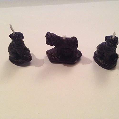 prideindetails Pug Candles, 3 Black Round Cake Toppers - Modern Candle Set for Birthday Decoration, 3 Count