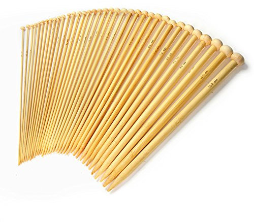 LIHAO Single Point Bamboo Knitting Needles Kit (18 Sizes, 36pcs Total)
