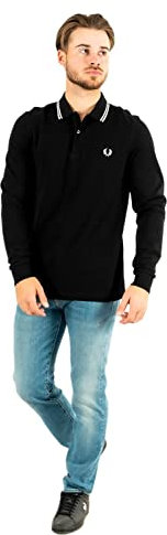 Fred Perry Herren T-Shirt FP LS Twin Tipped Shirt, Schwarz, Small