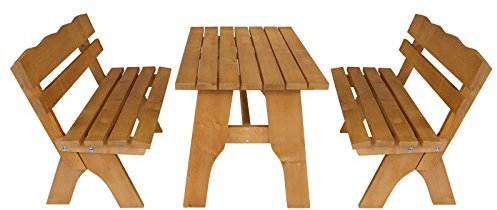 Gartengarnitur FREITAL 3 TLG, 120 cm, Kiefer massiv