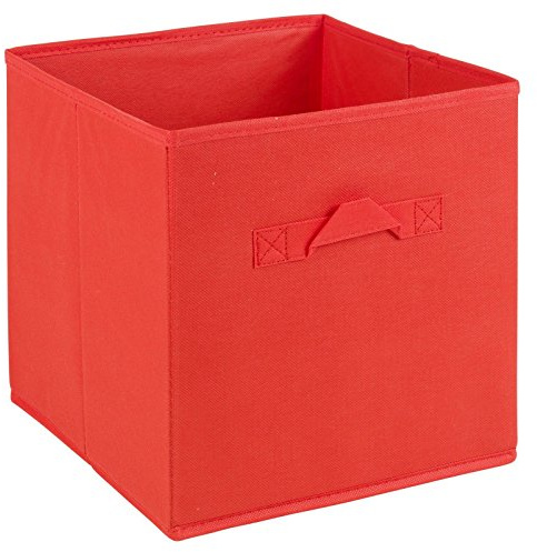 URBNLIVING Collapsible Storage Cube Drawer Box with Carry Handles (Red - Large)