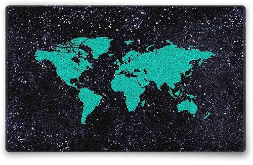 Silent Monsters Mauspad 240 x 200 mm Stoff Mousepad Weltkarte grün - Vernähter Rand, rutschfest & leise, Gaming Büro Office Homeoffice - 24 x 20 cm Mouse Pad Mat - Mausunterlage klein alle Maus Arten