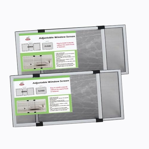 Flyzzz Schermo di ventilazione scorrevole regolabile, telaio in alluminio, anti zanzare, per porte e finestre scorrevoli (40 cm di altezza x 53-100 cm di larghezza, B)