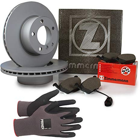 Inspektionspaket Zimmermann Bremsen Set inkl. Bremsscheiben und Bremsbeläge für vorne Ø 314 mm enthalten, 100% passend für Ihr Fahrzeug, inkl. Priner Montagehandschuhe, AN205