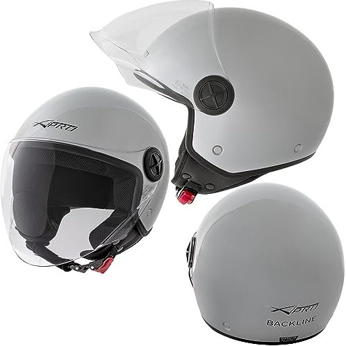 A-Pro Casco Jet Moto Scooter Visera Antigraffio Argento Backline ECE 22-06 M