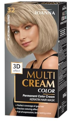 Joanna Multi Cream Color Haarfarbe für Frauen | Sorgt für Lang Anhaltende Farbe - 3D-Tiefeneffekt - Deckt Graue Haare ab - Ansatzfarbe - Farbe Platinblond 32 - Komplettset
