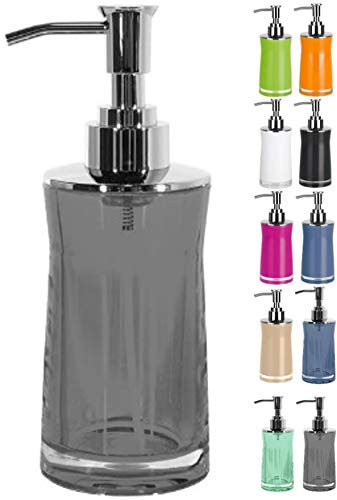 Spirella Seifenspender Sydney | mit Edelstahlpumpe | Flüssigseifen-Spender | Acryl | 200ml | Langliebig und Robust | Smokey Grau