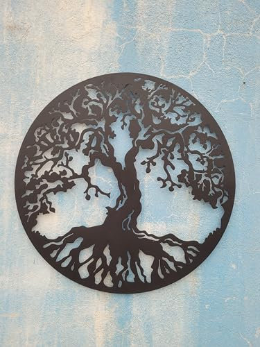 MetalArtWallDecor Arbre de Vie Décoration Murale en métal, 90 cm, Noir