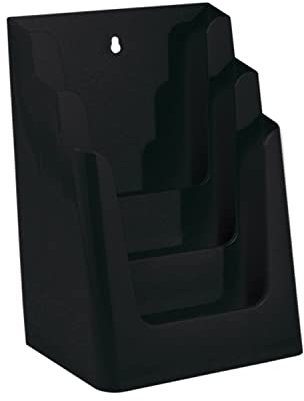 ogoPLUS 3 Etagen Prospektständer Din A4 Hochformat schwarz / Prospekthalter Flyer Ständer Werbung Aufsteller Theke, Wandmontage