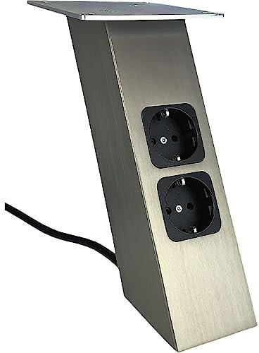 Quellmalz Barkonsole 70 x 70 mm, schräg mit Steckdosen schräg 170 mm, Edelstahloptik