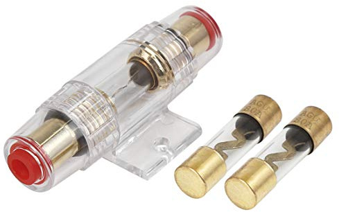X AUTOHAUX 80A AGU-Sicherung In-Line Halter 2X Für Audio Video Stereo | Transparent, Vergoldet, Für AWG 4/6/8, Sicherung 38x10mm, Halter 82x42x25mm, Für Die Meisten Fahrzeuge