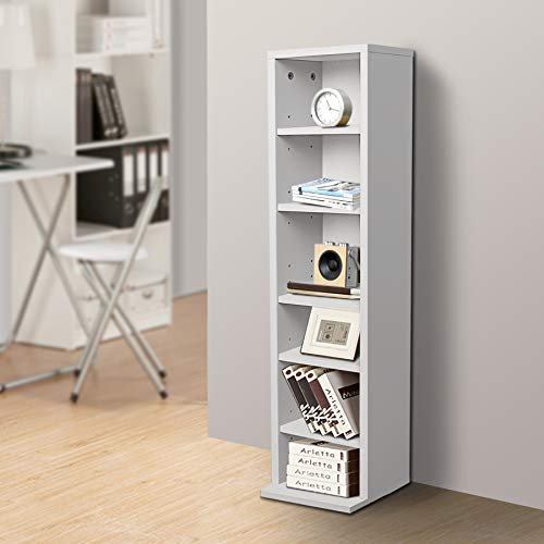 DVD Storage Tower Rack CD unit shelf organizer archieve wood Black White (White)