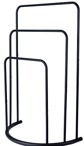 Handtuchhalter auf Fuß, Metall, Schwarz, 3 Arme