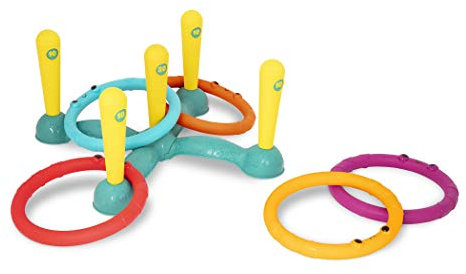 B. toys - Jeu de l'anneau et de la fronde - Jeu de lancer d'anneaux - Intérieur et extérieur - Jeux pour enfants - 5 piquets et 5 anneaux colorés - 3 ans et +