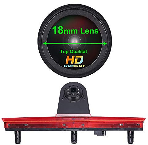 Navinio 1280X720 Pixel Auto Dritte Dach Top Mount Bremsleuchte Kamera Bremslicht Rückfahrkamera IR Licht für VW T5 Bus Transporter Multivan Caravelle Business Third 3rd Stop Light 2003-2015 Bj