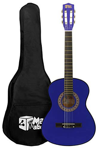 Mad About MA-CG07 1/2 Größe Klassische Gitarre - Farbenfrohe Spanische Gitarre mit Tragetasche, Gurt, Pick und Ersatzsaiten - Blau