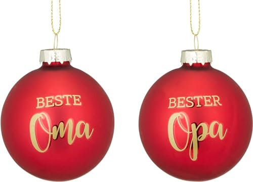 MC Trend 2er Set Weihnachtskugeln Christbaumschmuck Kugeln aus Glas, Beste Oma & Bester Opa Weihnachten Deko Anhänger (2er Set Oma und Opa)