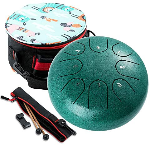 Steel Tongue Drum 6 Inch 8 Notes: Hand Pan Drum Sound Healing Instruments C Key - Percussion Instrument with Mallets, Bag, Finger Cover, Music Book for Meditation Yoga Musical Education