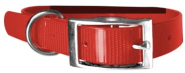 Biothane Gold Hundehalsband – 2,5 cm breit – Länge wählbar – sehr robust (60 cm, Rot 318)