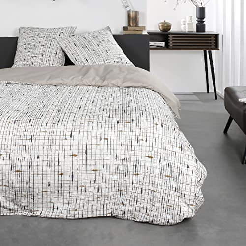 TODAY Bettwäsche für Doppelbett, 220 x 240 cm, Baumwolle, Bedruckt, Sunshine 7,23 cm, Beige