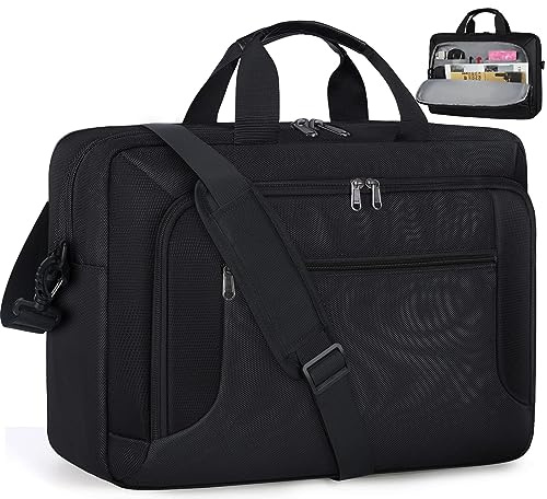 Maletín para portátil de 17.3 pulgadas, grande, impermeable, para hombres y mujeres, negocios, oficina, trabajo, computadora, bolsa de hombro ajustable de 17 pulgadas, color negro