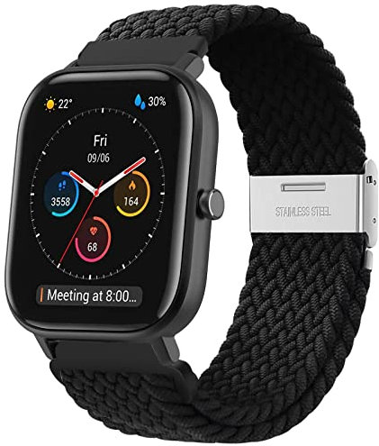 Kompatibel mit Amazfit GTS Armband, 20mm Elastic Adjustable Nylon Armband für Amazfit GTR Mini, Amazfit Active, Amazfit GTS 4 Mini, GTS 4, GTS 3, GTS 2, GTS 2 Mini, GTS 2e, Amazfit Bip, Bip U Pro