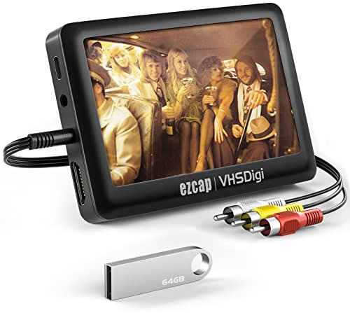 VHS to Digital Converter, Video to Digital Converter 3.0 (Third Generation), Capture Video from VCR's,VHS Tapes,Hi8,Camcorder,DVD,TV Box and Gaming Systems with 4.3 inch TFT Screen and 64GB U Disk